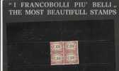 REPUBBLICA DI SAN MARINO 1924 SEGNATASSE POSTAGE DUE TASSE TAXE TAXES CENT. 60c MNH QUARTINA - Portomarken