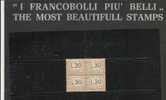 REPUBBLICA DI SAN MARINO 1927 1928 SEGNATASSE DUE TASSE TAXE CENT.  30c MNH QUARTINA DISCRETA CENTRATURA - Postage Due