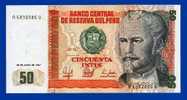 BILLETS MONNAIE NEUF PEROU 26 JUIN 1987 AMERIQUE DU SUD 50 INTIS 3 SIGNATURES N° A 6892886 Q NICOLAS DE PIEROLA - Peru