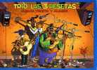 Trio Las 3 Pesetas Musica Triste Y Alegre, Guitares, Micros, Illustrateur Lodi, Carte Espagnole ME 704 - Musique Et Musiciens