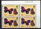 Belize 1977 - 5c Butterfly In MNH Block Of 4 Wmk W14 Sideways SG408 Cat £13 SG2015 - See Description Below - Belize (1973-...)