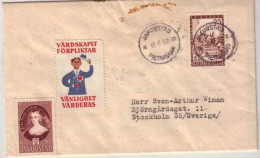 FINLANDE - 1952 - Seul Sur LETTRE Avec VIGNETTE De JAKOBSTAD Pour La SUEDE - Covers & Documents