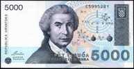 CROATIA -  KROATIEN:  5000 Dinara 15.1.1992  UNC *P-24a   SCARCE BANKNOTE !!! - Croazia