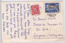 MAROC ESPAGNOL - 1953 - RARE CARTE POSTALE DE TETUAN POUR LUGANO (SUISSE) AVEC TAXE - Spaans-Marokko