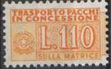 PIA - 1955-81 - Specializzazione  : PACCHI CONCESSIONE : £ 110 - (SAS 13/II) - Paquetes En Consigna