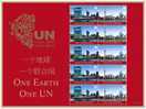 ONU New-York 2010 - Feuille De Timbres Personnalisés "Expo 2010 Shangai One Earth One UN" - Blocks & Sheetlets