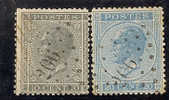 Belgique N° 17 Et 18 10 Et 20c Lpts "206" De Laeken - 1865-1866 Linksprofil