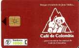 CP-076 TARJETA DE CAFE DE COLOMBIA DE TIRADA 220000 - Commemorative Advertisment