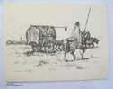 DIBUJO GAUCHO CABALLO Y CARRETA. CASTELLS Y CAPURRO. URUGUAY 1970 - HORSE - Andere & Zonder Classificatie