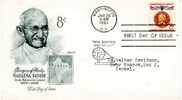 U.S.A / ESTADOS UNIDOS  Mailed To Israel- SC #1175 MAHATMA GANDHI - Cacheted FIRST Day Cover1961 - Mahatma Gandhi