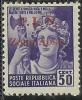 ITALIA REGNO CLN COMITATO LIBERAZIONE NAZIONALE AOSTA 1944 REPUBBLICA SOCIALE SOPRASTAMPATO CENT. 50 MNH - Comite De Liberación Nacional (CLN)