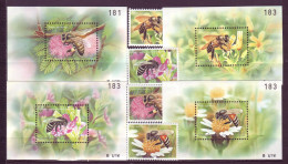 Thailand 2000 MiNr. 1996 - 2003 (Block 129)  Insects, Tropical Honey Bees 4v+4 S/sh MNH** 5,60 € - Abejas