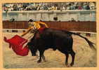 CORRIDAS - N° 106 Passe De Mulette - Toréador Et Taureau -circulé 1959 - Flamme Arles 1959 Centenaire - Bull