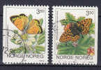 Norway 1993 Mi. 1143-44  3.50 Kr Butterfly Schmetterling Papillon Heufalter & Perlmutterfalter - Oblitérés