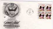 U.S.A: 1975 Très Belle Fdc Bloc De 4 "aigle Et Armoiries" Oblitération Juneau - Covers & Documents