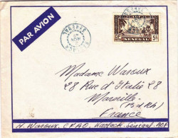 SENEGAL - 1942 - YVERT N°135 SEUL Sur LETTRE Par AVION De KAOLACK Pour MARSEILLE - Storia Postale