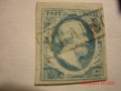 NETHERLANDS 1852, Mi1a, 5c LIGHT BLUE, USED, KING WILHELM III - Oblitérés