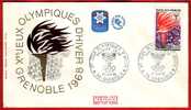 Cinq (5) Enveloppes Jeux Olympiques De Grenoble 27.1.68, Série Complète, Qualité Luxe - Brieven En Documenten