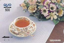 Carte Prépayée JAPON - Boisson - Tasse De THE & Bouquet De Fleurs - TEA Drink JAPAN Prepaid Card - TEE Quo Karte - Alimentation