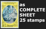 CV:€30.00 BULK:2 X St.Vincent 1987. CARNEVAL "Spirit Of Hope" Costume $3.70. COMPLETE SHEET:25 Stamps. - Danse