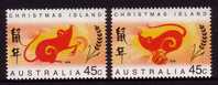 1996 - Christmas Island YEAR OF THE RAT Set 2 Stamps MNH - Christmaseiland