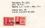1960 -  MARCHE DA BOLLO   " CONSOLARE  "  -   Lire 2.000  + 1.000  Su Documento - Fiscali
