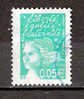 Timbre France Y&T N°3445 (04) Obl. Marianne Du 14 Juillet.  0.05 €.  Vert-émeraude. Cote 0.15 € - 1997-2004 Marianne Of July 14th