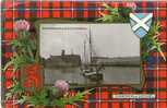 DUNBAR NEW HARBOUR & CASTLE - Tartan Background -Cameron Of Lochiel - E. LOTHIAN - Scotland. - East Lothian
