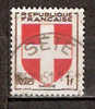 Timbre France Y&T N° 836 (02) Obl.  Armoiries De Savoie.  1 F. Brun Et Rouge. Cote 0,50 € - 1941-66 Wappen