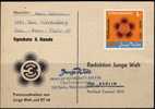 Weltfestspiele Berlin Sonderwert 1973 DDR Sp.-Marke Michel #1 O 30€ Auf Offizieller Postkarte Mit DV 3.Runde Orange Rar - Covers & Documents