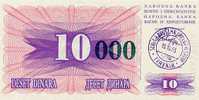 BOSNIA: 10,000 Dinara On 10 Dinara, 1993 UNC *P-53a * 13mm High Green Zeroes - 15.10.1993 - Bosnie-Herzegovine