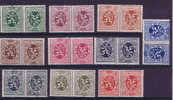 Belgium : 1929-32 Téte-béche OBP Nrs KP3-KP12 50 And 75 Brown MNH Rest Is MH - Kopstaande [KP] & Tussenpanelen [KT]