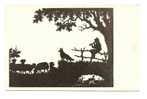 Jolie CPA Silhouette Berger Chien Mouton Brebis Musique Flute Arbre Campagne A11-06 - Silhouettes