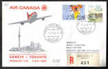 VER865 - CANADA , AIR CANADA First Flight  Geneve Toronto 2/5/1984 - First Flight Covers