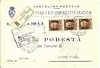 1943 Uso Bolli Regno - Cartolina Postale Raccomandata Da Lucca Per Vaprio D'Adda (Milano) - Marcophilia