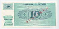 SLOVENIA - SLOWENIEN:  10 Tolarjev 1990 UNC *SPECIMEN*  Official Specimen Note With All AA00000000 Ser. # - Eslovenia