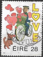 IRELAND 1987 Greetings Stamps. Children's Paintings - 28p. - "Postman On Bicycle Delivering Hearts" (Brigid Teehan)  FU - Usati