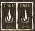 IRELAND 1968 Human Rights Year. - 5d Human Rights Emblem  FU PAIR - Used Stamps