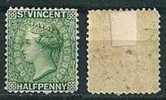 St. Vincent  1883  Q. Victoria  1/2 P Grün (Z 14)  Mi-Nr.25 C  Falz * / MH - St.Vincent (...-1979)