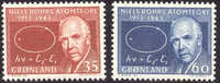 Greenland #66-67 Mint Never Hinged Nels Bohr Set From 1963 - Neufs