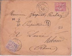 1903 - MOUCHON - YVERT N°124+128 Sur LETTRE RECOMMANDEE De CHATOU - 1900-02 Mouchon