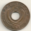 East Africa  5 Cents  KM#25.1  1941 I Thick Flan - Britse Kolonie