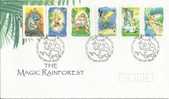 AUSTRALIA FDC THE MAGIC RAINFOREST CARTOON SET OF 6 STAMPS NO S.A. DATED 25-09-2002 CTO SG? READ DESCRIPTION !! - Covers & Documents