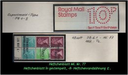 Grossbritannien - März 1976, 10 P Markenheftchenblatt  Mi. Nr. 77. Gebraucht. - Postzegelboekjes