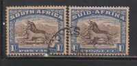 South Africa Used 1927, 1933 (??????) , 1/-s, Broken Pair, Horse, Animal, As Scan - Other & Unclassified