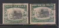 South Africa Used 1927 &1933 ?????? 5/-s, Ox Wagon, 2 Diff., Perf, Broken Pair , Transport, As Scan - Other & Unclassified