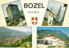 CPSM BOZEL (Savoie) - 4 Vues : Tour Carrée, église, Lycée, Vue Générale - Bozel