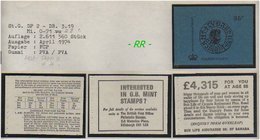 Grossbritannien - April 1974, 35 P Markenheftchen. Mi. Nr. 0-71 A II 1. -R- - Postzegelboekjes