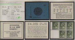 Grossbritannien - Juni 1974, 35 P Markenheftchen. Mi. Nr. 0-71 B 1. -R- - Postzegelboekjes