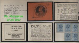 Grossbritannien - Oktober 1974, 45 P Markenheftchen Mi. Nr. 0-73 I. - Postzegelboekjes